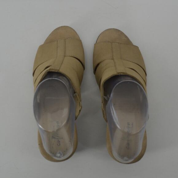 Clarks Size 8 Womens Tan Beige Leather Slip On Sandals Mules - Picture 8 of 13